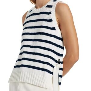 Splendid navy and white stripe knit sweater tank with side ties size medium